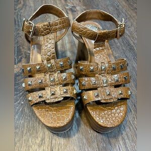 Brown Studded Platform Sandals